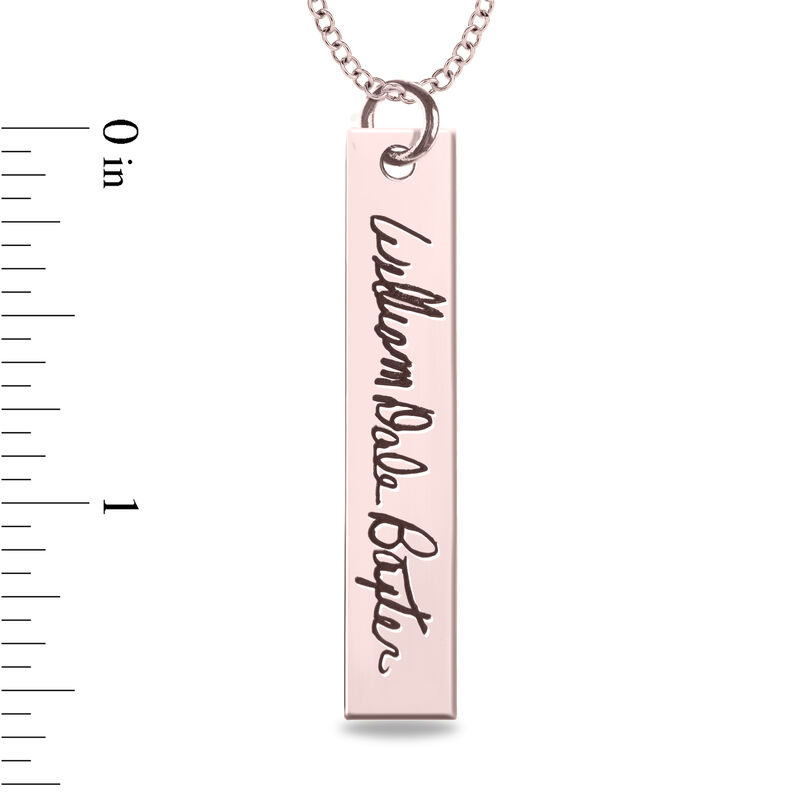 Bar Pendant with Handwriting Engraving in Sterling Silver image number null